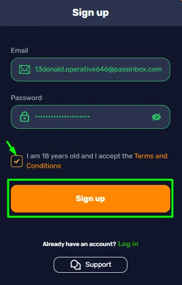 easy registration form casino