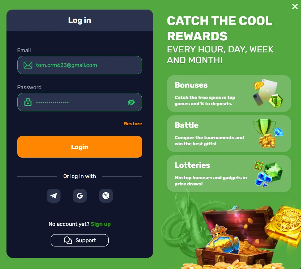 Basswin Casino Login Form